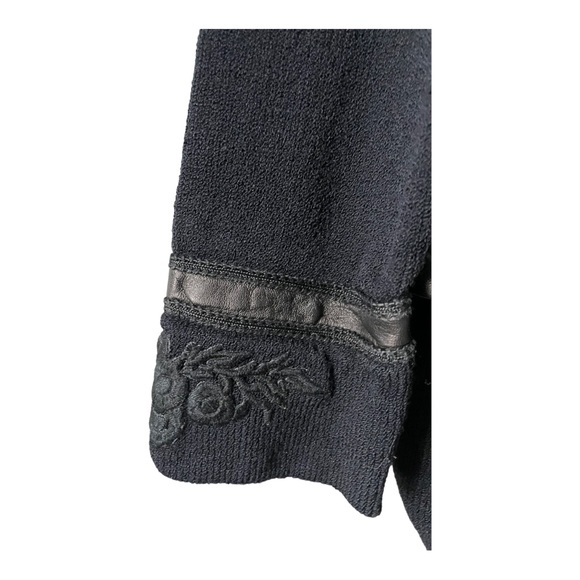 ST. JOHN Collection Knit Black Blazer Leather Trim Size 10 - Picture 8 of 17